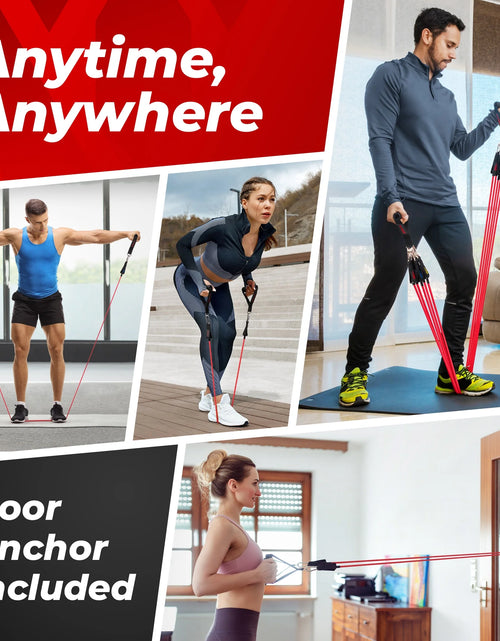 Load image into Gallery viewer, Resistance Bands Tube Workout Bands with Handles Ankle Straps and Door Anchor 5 Exercise Bands
