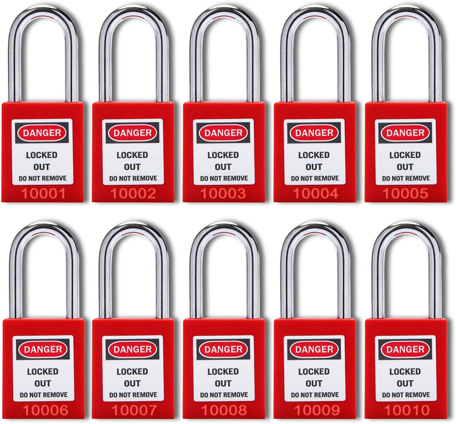 Lockout Tagout Locks Lockout Locks Keyed Different Safety Padlocks Loto Locks for Lock Out Tag Out (10,Red)