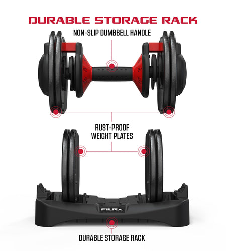 Smartbell, 25Lbs. Quick-Select 9 in 1 Adjustable Dumbbell for Home Gym, 5-25Lbs. Weight in 2.5Lbs Increments