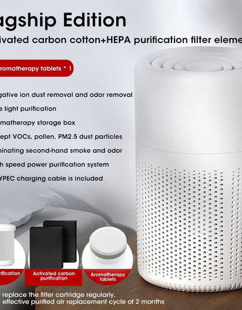 Load image into Gallery viewer, Smart Air Purifier Negative Ions Generator H12 HEPA Filter Purification Intelligent Desktop Air Purifier
