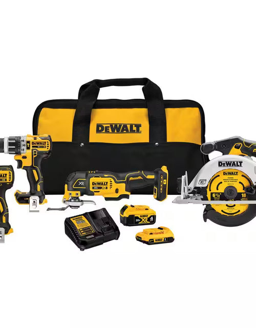 Load image into Gallery viewer, 20V Maximum Lithium-Ion Cordless 4 Tool Combo Kit with 4Ah Battery, 2Ah Battery, Charger, and Bag
