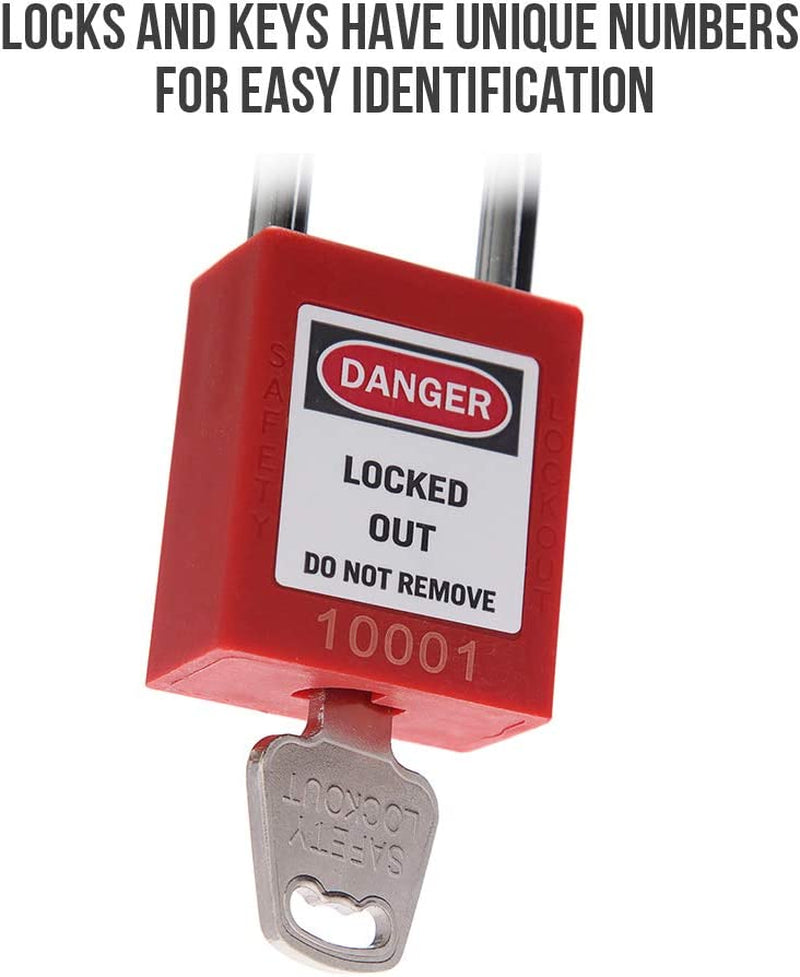 Lockout Tagout Locks Lockout Locks Keyed Different Safety Padlocks Loto Locks for Lock Out Tag Out (10,Red)