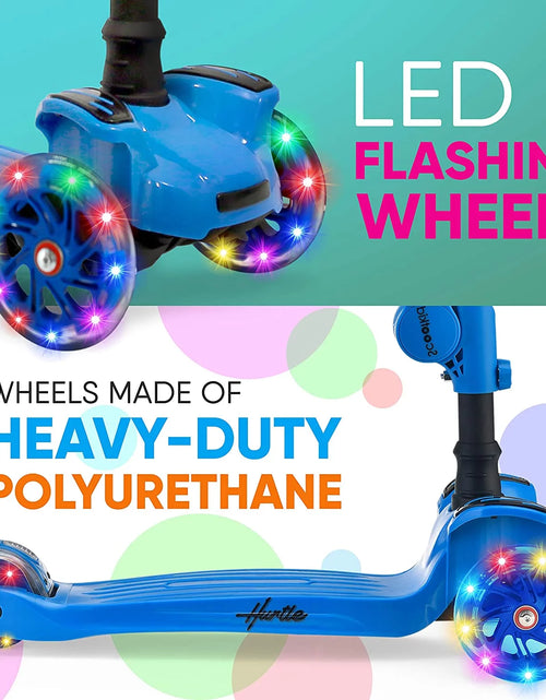 Load image into Gallery viewer, HURFS56.5 - Scoot Kid 3-Wheel Kids Scooter - Child &amp; Toddler Toy Scooter with Built-In LED Wheel Lights, Fold-Out Comfort Seat (Ages 1+)
