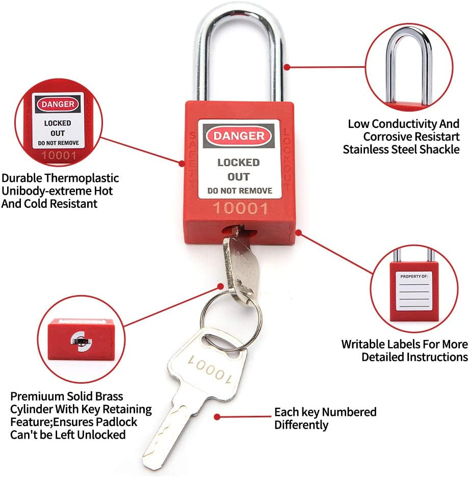 Lockout Tagout Locks Lockout Locks Keyed Different Safety Padlocks Loto Locks for Lock Out Tag Out (10,Red)