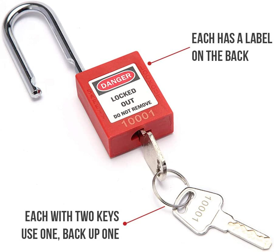 Lockout Tagout Locks Lockout Locks Keyed Different Safety Padlocks Loto Locks for Lock Out Tag Out (10,Red)