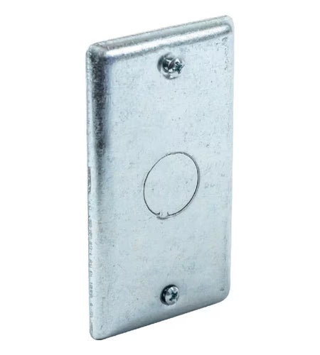 4 In. H X 2 In. W Steel Metallic, 1-Gang Electrical Box Cover with 1/3 In. KO (1-Pack)