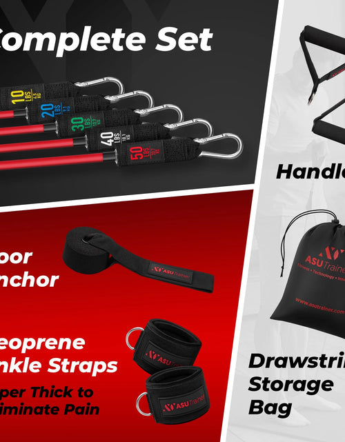 Load image into Gallery viewer, Resistance Bands Tube Workout Bands with Handles Ankle Straps and Door Anchor 5 Exercise Bands
